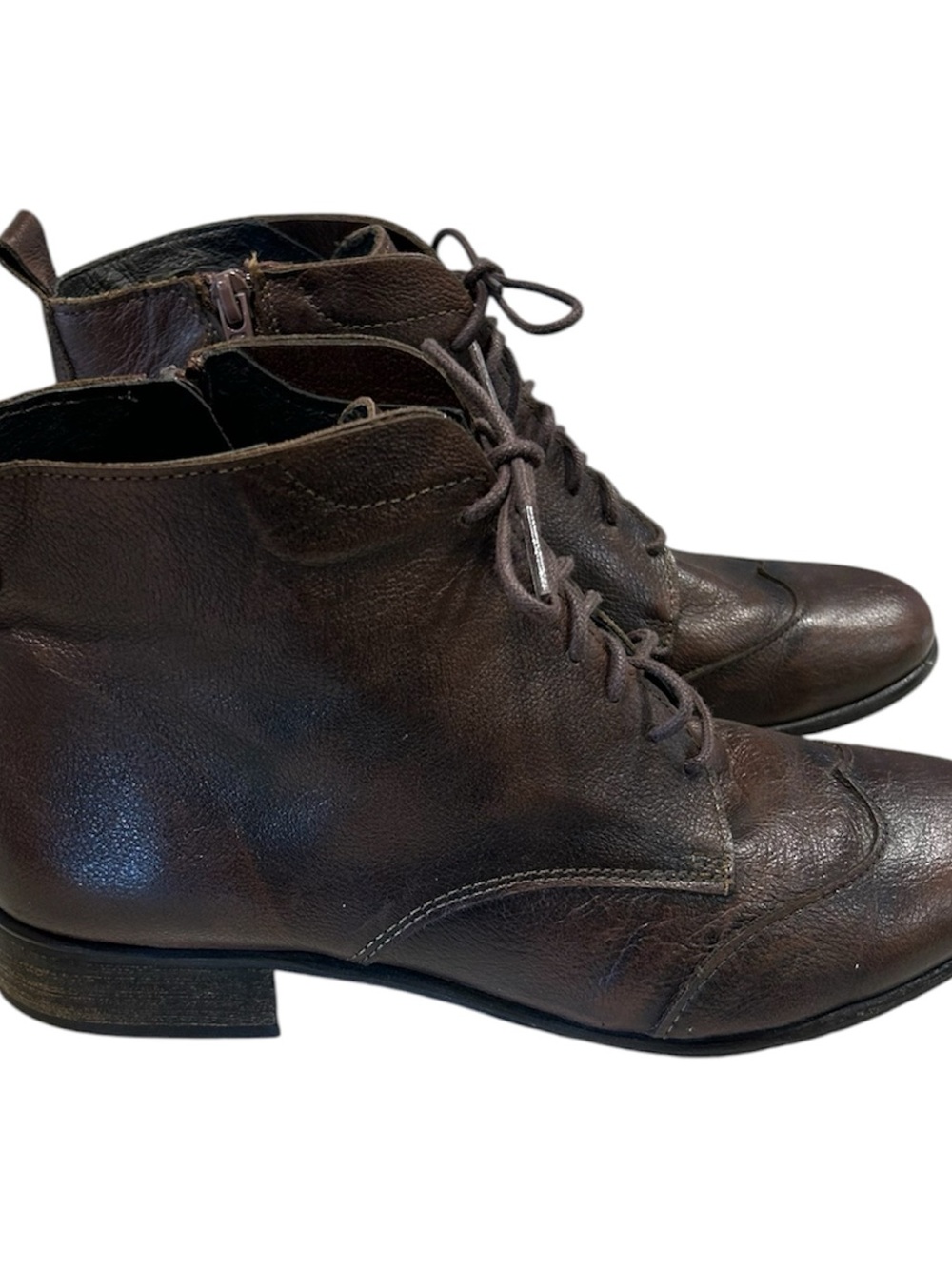 Miz Mooz Lyonne Brown Leather Lace-Up Wingtip Victorian Country Ankle Boot US 9 - Picture 2 of 6